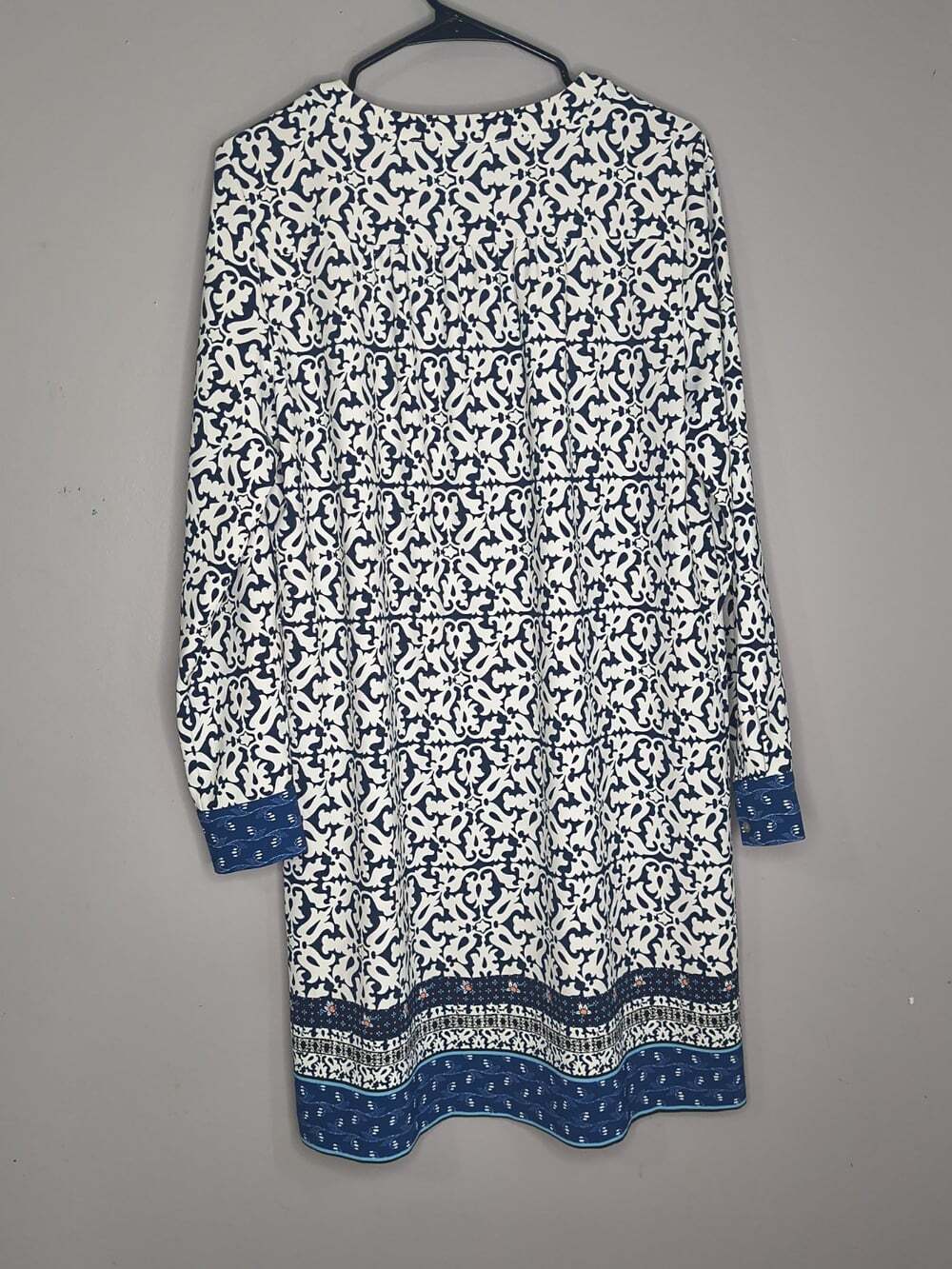 Ann Taylor Loft Long Sleeve Shift Dress Medium Shirt Tunic Blue - Picture 7 of 11